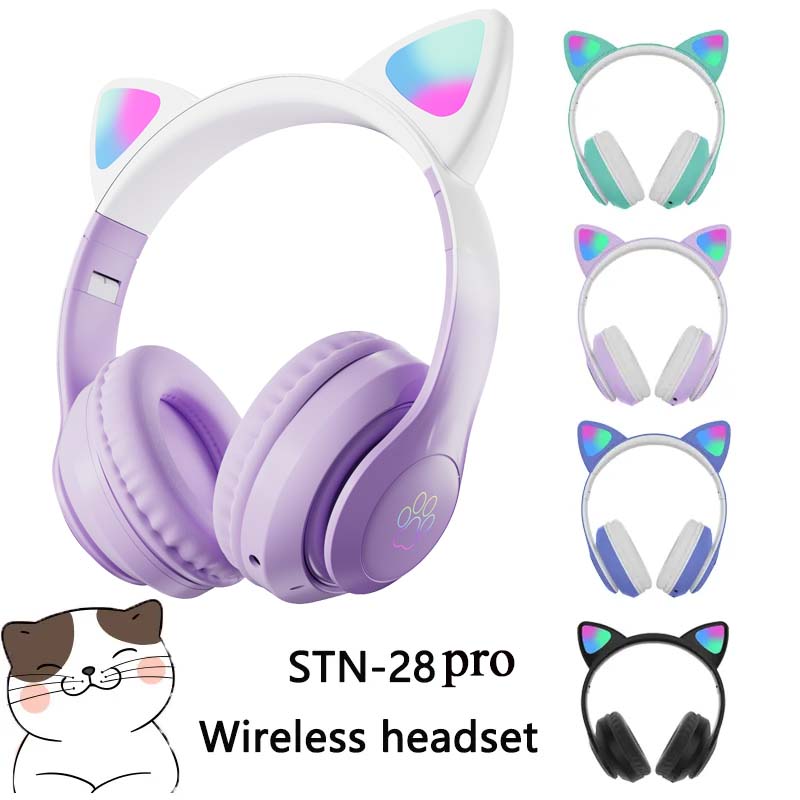 Outdoor Sport Activities For Kids - 최신 STN-28 무선 헤드셋 고양이 귀