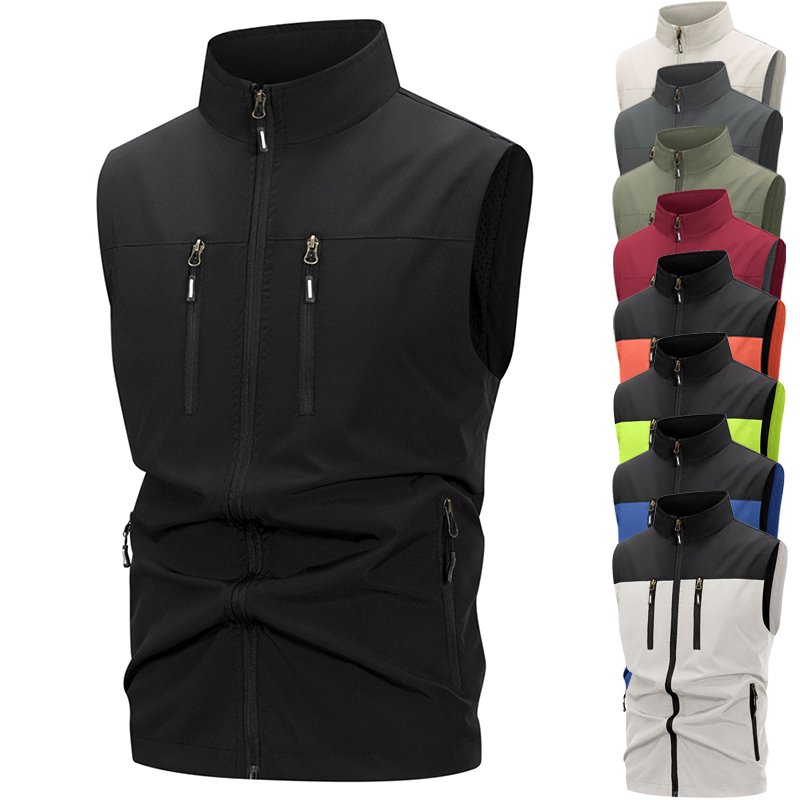 Outdoor Sport Jacket - 남성용 경량 소프트쉘 조끼 (지퍼 포켓,
