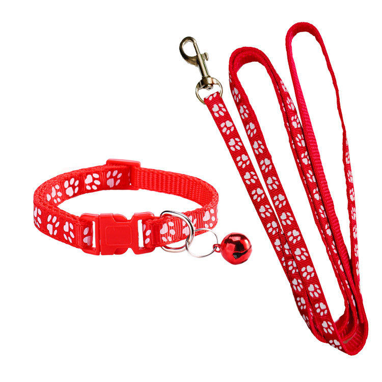 Headcollar Rope Set - 강아지 발바닥 무늬 애완동물 견인줄 조절