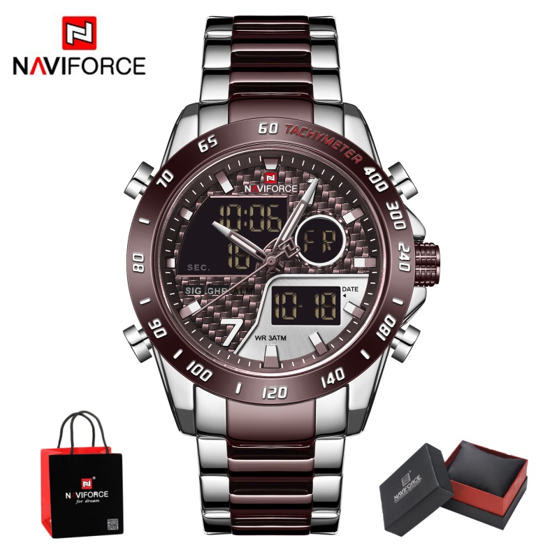 Outdoor Sport Watch - NAVIFORCE 남성용 신형 아날로그 디지털 시계