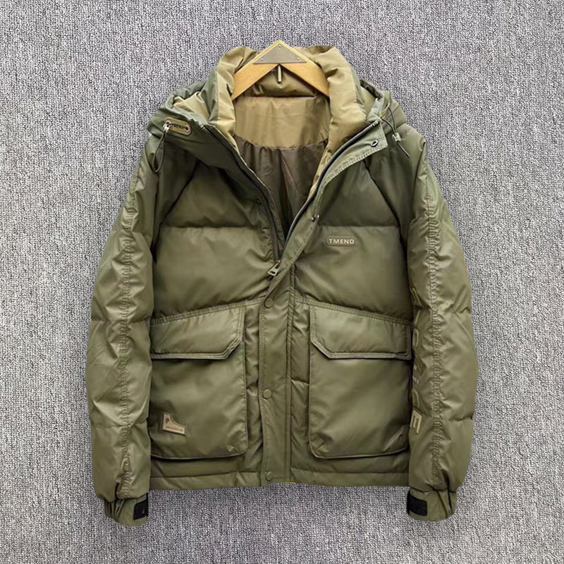 Outdoor Sport Jacket - 남성용 겨울 다운 재킷, 짧은 후드,