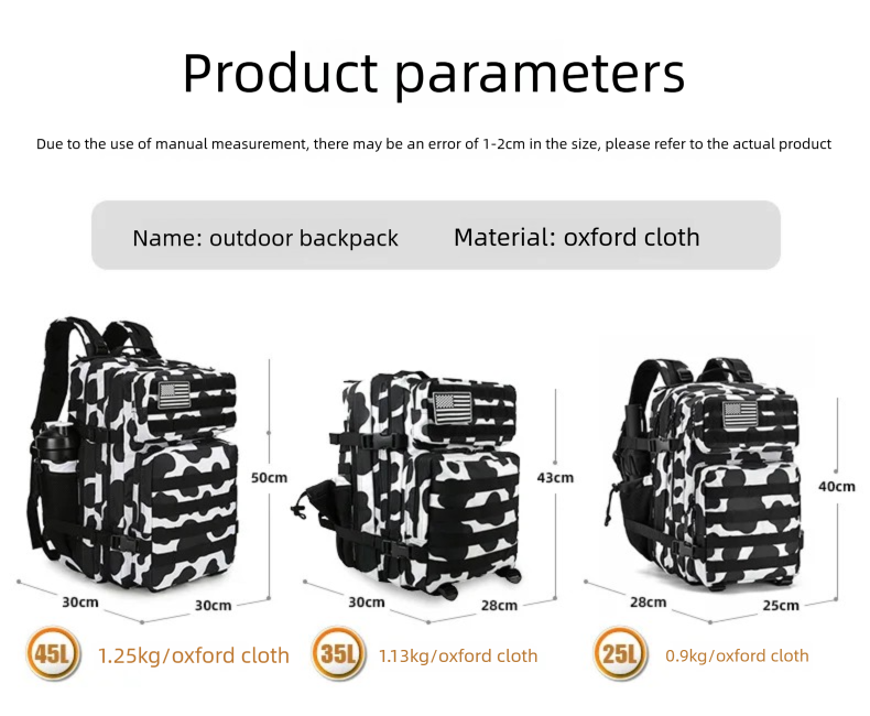 45L/35L/25L 전술 배낭 몰리 아웃도어 스포츠  - Outdoor Sport Backpack 리뷰 및 가격